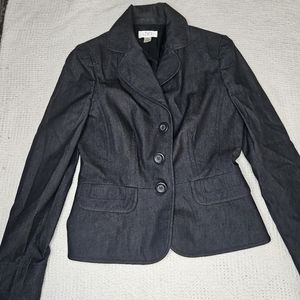 Ann Taylor Loft Gray Pinstripe Blazer Size 2 Business Work Professional Jacket